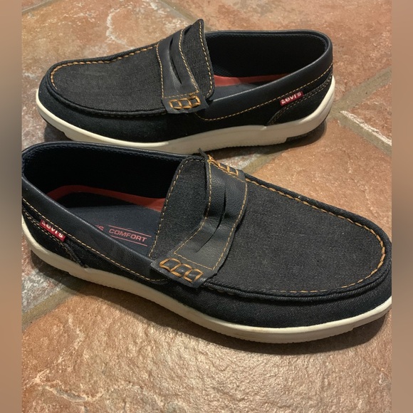 Levi’s Men’s Penny Loafers Comfy Boat Shoe Size 8.5 Denim Blue/Tan - Picture 3 of 5